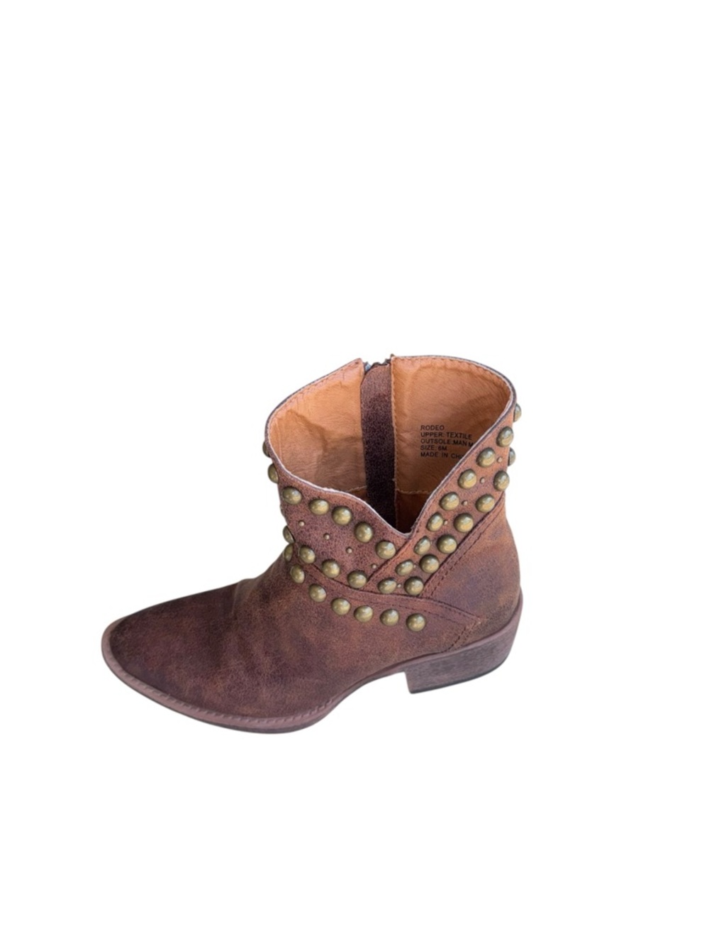 Coconuts by Matisse Rodeo Brown Studded Western Ankle Boots Size 6M